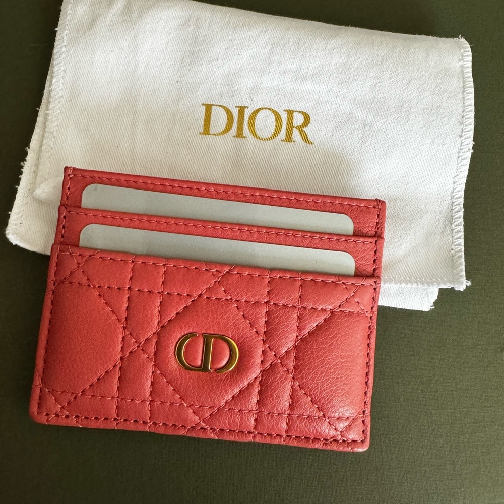 Dior caro five slots card holder - Dusty coral